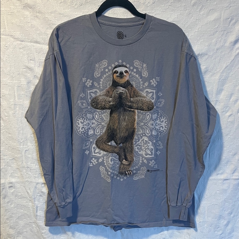 The Mountain Adult Namaste Sloth Long Sleeve T-Shirt, Size XL